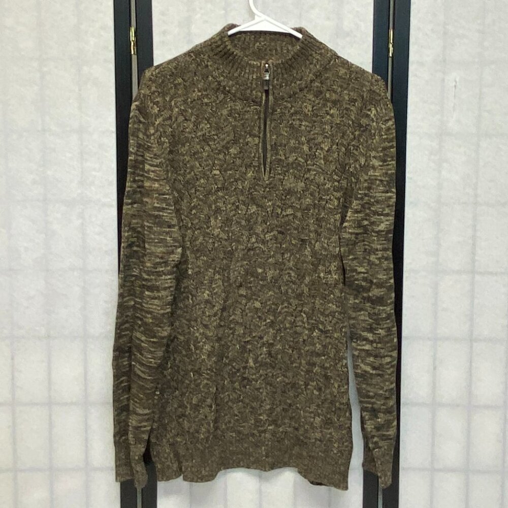 Method Marled Cable Knit 1/4 Zip Mock Turtleneck Pull On Sweater XXL Long Sleeve